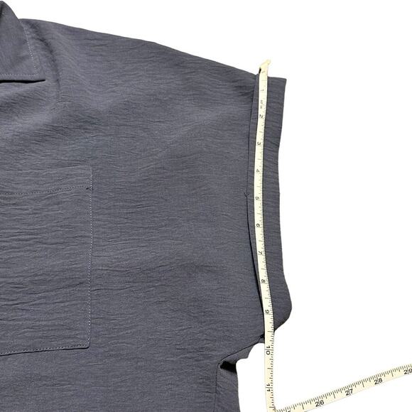 Frye Tie Front Cropped Blouse Dolman Sleeves Blue Size Small - Picture 6 of 7